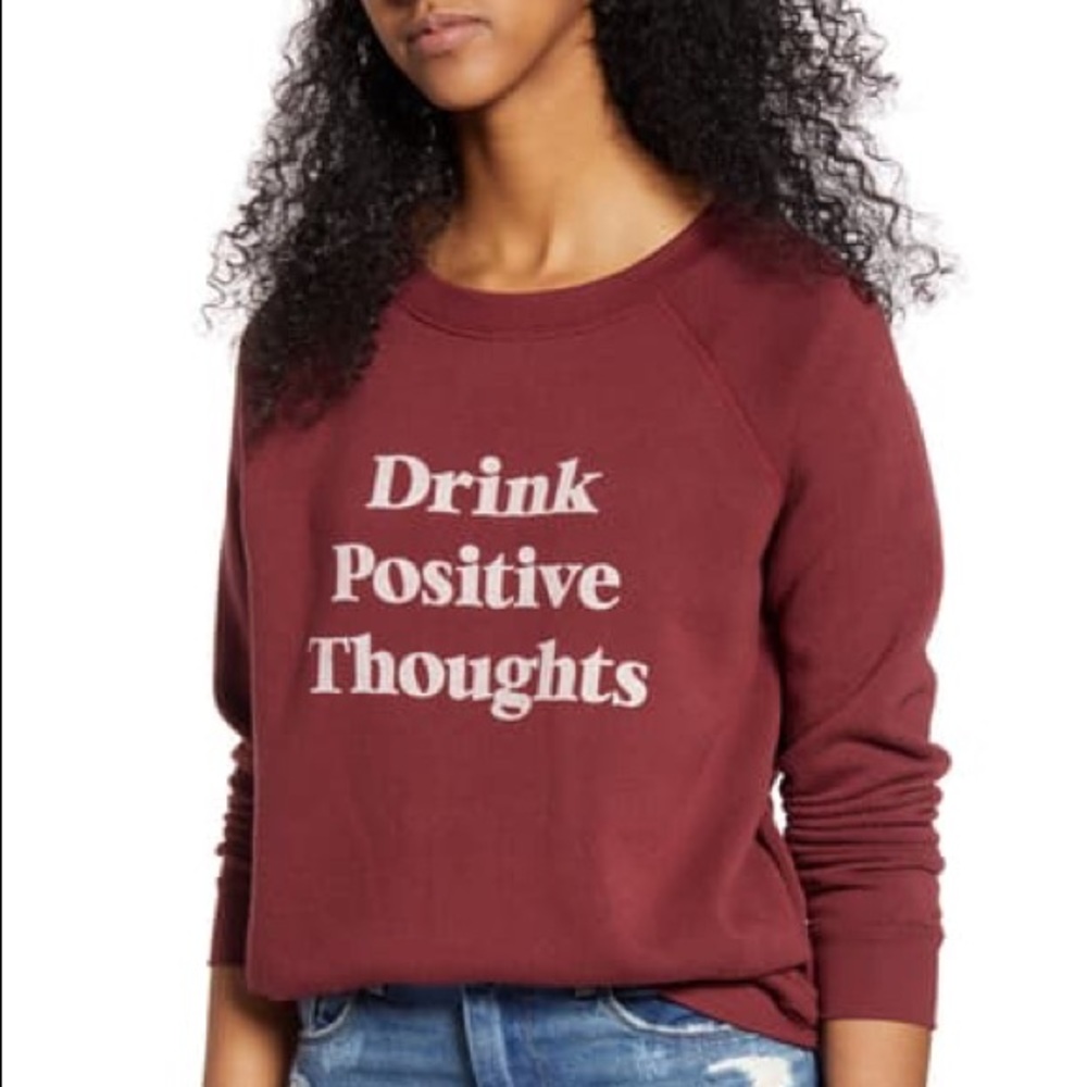Red Drink Positive Thoughts Sweatshirt size medium